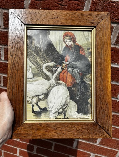 Antique oak picture - oak, frame