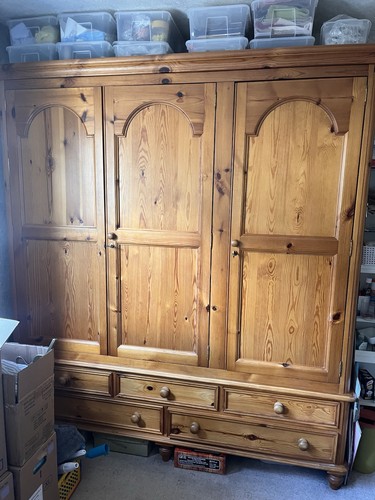 Solid pine triple wardrobe - solid,