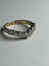 Superb Ladies Gift! Solid 9ct Gold promise wishbone 'I Love You' ring Sz J.5