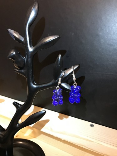 Cute blue gummy - bear, earrings