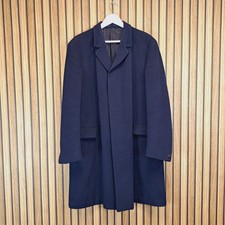 Burton Overcoat Navy Blue Mens Large Knee Length Wool Mink