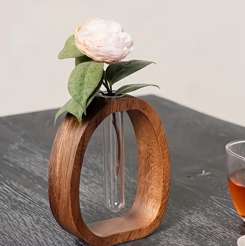 Wood glass test tube - glass, flower