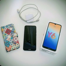Huawei Y6 (2019) Sapphire Blue smartphone with box and new battery (unlocked) 
