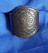 Vintage Retro Brown Leather Owl Woggle - Brownie Guides