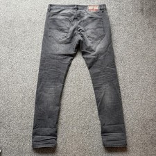 Diesel D-Luster Jeans Size 33 W33 L30 Grey Mens Slim Fit Stonewashed Button Fly