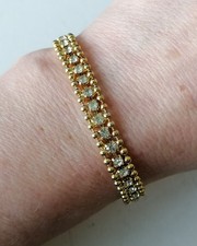 Vintage Gold Mesh Bracelet Clear sparkly Rhinestone Crystal Tennis Bracelet