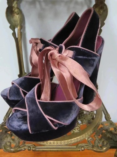 Topshop velvet peep toe - toe, heel