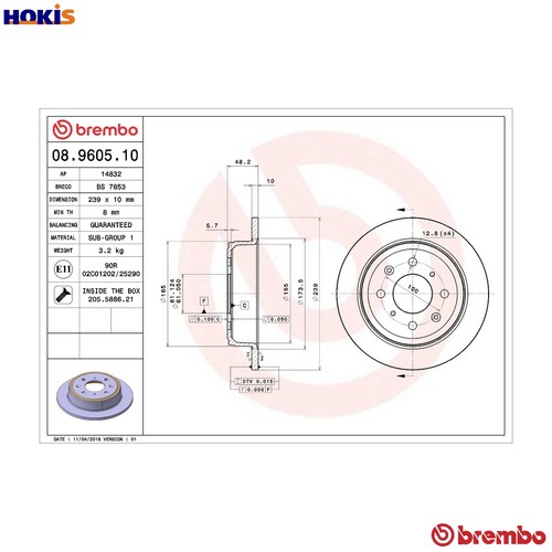 Brake disc 9605 10 for - brake,