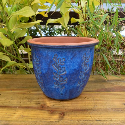 Plant pot ceramic - 22cm, blue