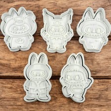 Set of 5 Labubu Inspired Cookie Cutter | Cutter + Stamp | Doraemon, Lotso, Kurom