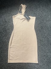 PLT Woman’s Ribbed Dress Size 8 Beige One Shoulder Dress