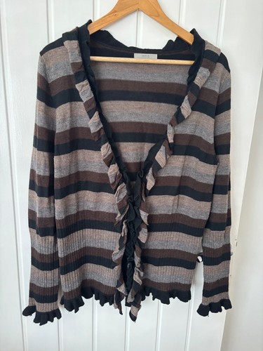 Y2k brown stripe ruffle - m&s,