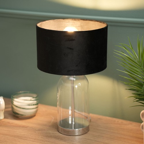 Glass table lamp chrome base - table,