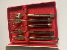 Cake Fork Wood & Brass Boxed