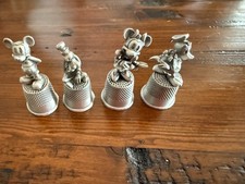 Lot of 4 Disney Pewter Thimbles, Mickey, Goofey, Minnie and Donald Duck