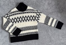 BNWT GEORGE @ ASDA RIB HIGH NECK FAIRISLE FLUFFY KNIT JUMPER SIZE M 12-14