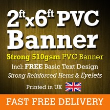 PVC Banner 6ft x 2ft - Printed Outdoor Vinyl Sign for Business Parties Birthdays