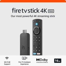 AMAZON FIRE TV STICK 4K MAX 2023 STREAMING DEVICE 16GB Wi-Fi 6E ALEXA VOICE