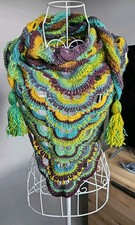 Hand Made Crochet Virus Shawl, Triangle Scarf, Silky Soft, Wool Mix,Ice Yarns DK