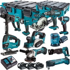 Makita 18V 11 Piece Combo Tool Kit 3 x 5.0Ah Battery & MAKTRAK Trolley Toolbox