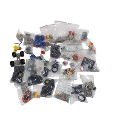 Bundle of Meccano Style Construction Toy Parts Wheels Gears Panels Screws Used 