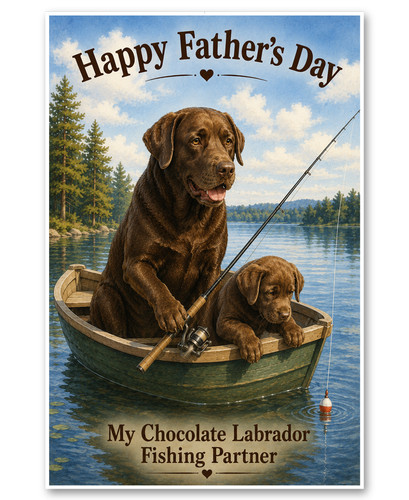 Chocolate lab boat - chocolate, fishing