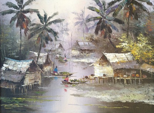 Framed original thai oil - framed,