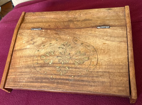 Vintage teak writing box slope - writing,
