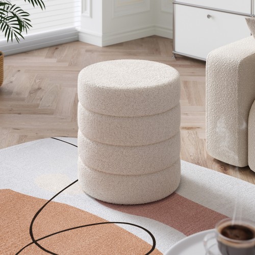 Round footstool teddy - round, dressing
