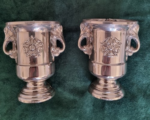 Pair silver plated tudor - of,