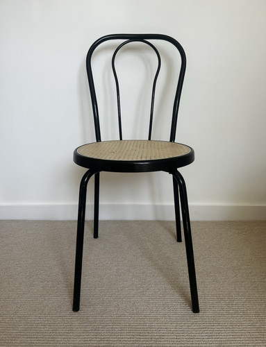 Black metal dining chair with - chair,
