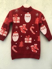 GIRLS CHRISTMAS JUMPER DRESS WITH SEQUINS AGE 6 YEARS FROM NEXT RED MIX WTH DETL