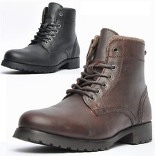 Mens Leather Military Combat