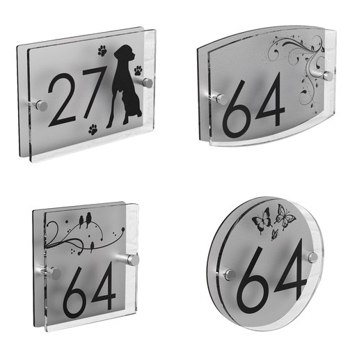 House number plaques - number, patterned