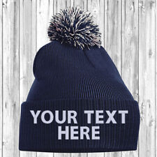 Personalised Snowstar Pom Pom Beanie Bobble Hat With Name Slogan Personalised