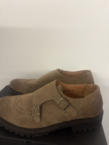 Taupe suede double monk strap - taupe,