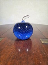 Vintage Blue Art Glass Apple