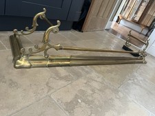 Antique Vintage Fire Fender Surround Extendible Telescopic Ornate Brass