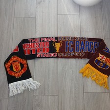 MAN UTD VS BARCELONA CHAMPIONS LEAGUE FINAL 2009 HALF & HALF SCARF ROME 2009