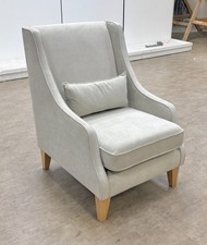 DFS 'Otley' Accent Chair Silver Fabric Single Armchair Wooden Legs BRAND NEW