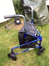 Z-tech compact lite 3 Wheel folding mobility Walker rollator blue vgc