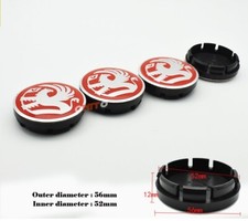 Vauxhall Hub Caps Alloy Wheel Centre Cap Set of 4, Logo 3D Brand New Red 56mm