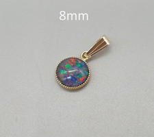 9ct Gold Australian Opal Triplet Pendant Natural 9K Yellow Gold Clip on Bail 8mm