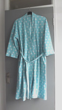 ladies aqua/white spotty dressing gown/bathrobe from m&s,size 8-10 short