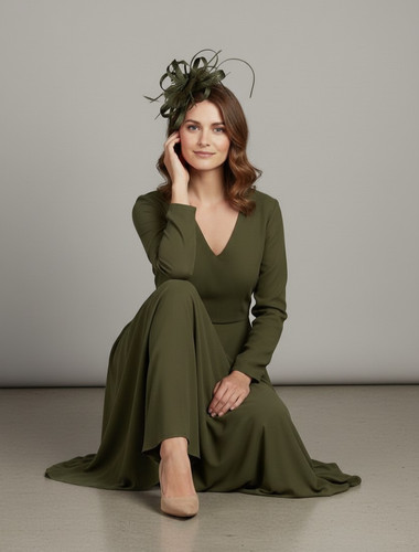 Olive green fascinator - olive,