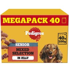 120 x 100g Pedigree Senior Wet Dog Food Pouches Mixed Selection in Jelly