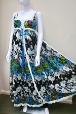 Superb Jean Varon 1970s Printed Floral Maxi Dress, Full Skirt, Size 10