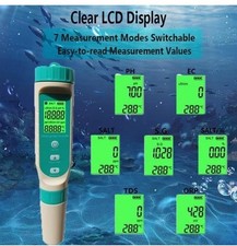 Water PH Tester with LCD display 7 in 1 Water Tester for PH/TDS/EC/salinity 