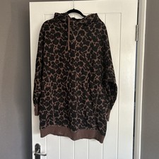 Ladies Next Longline Hoodie Leopard Print Size XL
