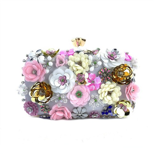 Women floral beaded clutch - floral,
